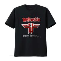 New WOLFENSTEIN Logo Famous Video Game Unisexs Black T Shirt S M L XL XL XL vintage Washed fashion Stretched 4XL black