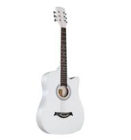 38 colių viso dydžio suaugusiųjų 6 stygų Cutaway liaudies akustinė gitara, skirta studentams pradedantiesiems (Juoda) balta