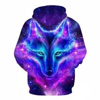 Gyvūnas Vilkas 3D Spausdinti Gobtuviniai Megztiniai Vyriški Mados Atsitiktiniai Per dideli Puloveriai Hip Hop Harajuku Gatvės Drabužiai Gobtuvai 6XL blue