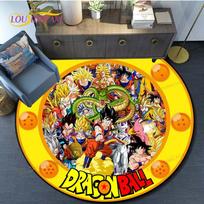 Dragon Ball Goku Pattern Round Carpet for Living Room Rugs Bedroom Mat Kitchen Carpet Doormat Non-Slip Children Flannel Carpet 60cm orange