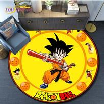 Dragon Ball Goku Pattern Round Carpet for Living Room Rugs Bedroom Mat Kitchen Carpet Doormat Non-Slip Children Flannel Carpet 60cm