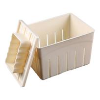 Hot DIY Plastic Tofu Press Mould Homemade Tofu Mold Soybean Curd Tofu Making Mold With Cheese Cloth Kitchen Cooking Tool Set China Mainland beige