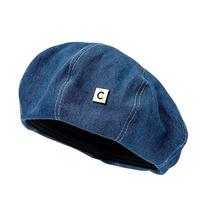 Fashion Denim Women Beret Hat Retro Adjustable Painter Hats Korean British Jeans Berets Girls gray