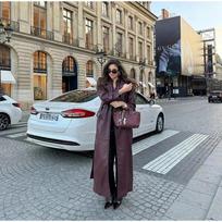 Trench Coat Rankų darbo Avikailio Naujas Moteriškas Bordo Spalvos Tikros Originalios Odos Laisvalaikio Švelnus Kirpimas 3XL bordinė