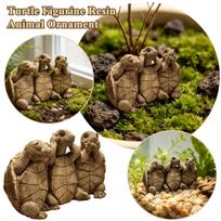 Turtle Figurine Resin Animal Ornament for Aquarium Terrarium Decoration One Size black