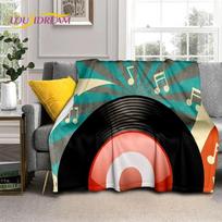Vinilo plokštelės Muzika DJ Ekranas Juosta Minkštas flanelinis pledas Lovai Miegamajam Sofai Piknikui, Mesti pledas Dangai Lauke Laisvalaikiui Dovana 75x90cm( 29x35in ) black