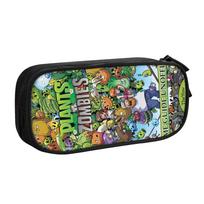 Cute Plants vs. Zombies Game  Pencil Case for Boys Girls Big Capacity  Pencil Pouch School Supplies 21x10.5x5cm gray