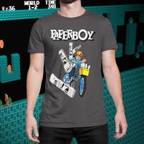 Paperboy T Shirt Retro 80s Arcade Classic Video Game Graphic Print Cotton Short Sleeve Tee for S gray