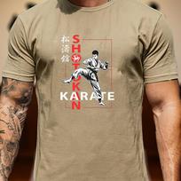 Shotokan Karate Martial Arts Fighter Graphic T Shirt Unisex Unisex Unisex Kanji Symbol Print Cotton Dojo Training Top XL brown