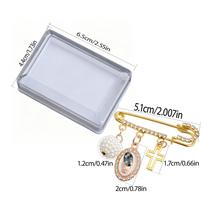 Vintage Gold Safety Pin Brooch, Pearl Cross Charms Elegant Coat Sweater Lapel Pin for Women auksas