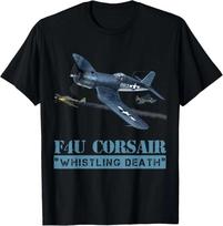 F4U Corsair  Whistling Death  Awesome Warbird WW II Military fighter T-Shirt XL black