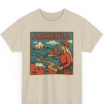Armenia Retro Comic T-Shirt: Vintage Caucasus Pop Art Tee 2XL beige
