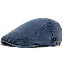 New Vintage Cotton Beret Men Women Fashion Flat Visor Cap Casual Autumn Berets Retro Newsboy Hat Summer Unisex Adjustable One Size tamsiai mėlyna