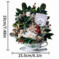 3D Pop Up Teacup Card with Envelope & Message Note Floral Bouquet Cards  for Valentine's Day