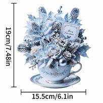 3D Pop Up Teacup Card with Envelope & Message Note Floral Bouquet Cards  for Valentine's Day