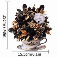 3D Pop Up Teacup Card with Envelope & Message Note Floral Bouquet Cards  for Valentine's Day