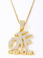 Full Diamond Hip Hop OTF Pendant with Cuban Chain - Trendy Rapper Necklace beige