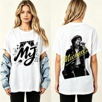 MJ King of Pop Double Sided T-Shirt, Michael Jackson Graphic Tee, Gift for MJ Fans, Music Concert Shirt 120 black