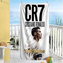 Cristiano Ronaldo Personalized Text Beach Towel Soft Durable Quick-Dry Suitable for Swimming Gym Camping Yoga Vacation 70cmx140cm(27x55inch) white