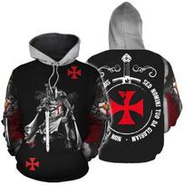 Knights Templar Armor Hoodies Striukė Crusader Cross viduramžių megztinis megztinis, pilnai spausdintas 3D vyriškas džemperis, sportinis kostiumas karnavalas 4XL gray
