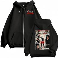 King of Pop Michael Jackson Bad Era Zipper Hoodie Children's Harajuku Streetwear Jacket Sweatshirt Casual Zip Up Pullovers 140 black