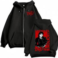 King of Pop Michael Jackson Bad Era Zipper Hoodie Children's Harajuku Streetwear Jacket Sweatshirt Casual Zip Up Pullovers 160 black