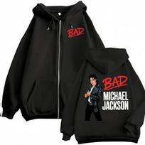 King of Pop Michael Jackson Bad Era Zipper Hoodie Children's Harajuku Streetwear Jacket Sweatshirt Casual Zip Up Pullovers 160 black