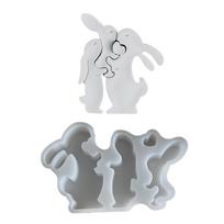 Rabbits Statue Silicone Candle Molds for Epoxy Resin Candle Making Rabbits Fondant Mold for Candy Chocolate Desserts white