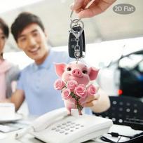2D akrilinis plokščias gėlės paršelio automobilio raktų pakabukas kuprinės pakabukas dekoracija One Size white