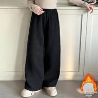 Girls' Fleece-Lined Winter Herringbone Lambswool Pants - 2025 Collection 150 cm juoda