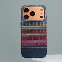 iPhone 17 16 15 14 13 Pro Max 17Air anglies pluošto austos reljefinės tekstūros MagSafe dėklas lydinio lęšio apsauga belaidžio įkrovimo dangtelis For iPhone 15 mėlyna