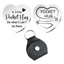 Little Pocket Hug from Mom Keychain for Friends Family Lover Relationship Keyring Heart Pendant Keychain for Women Girl white