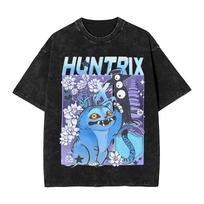 K-Pop Demon Hunters Washed T-Shirt Man Derpy Tiger Casual T-Shirts Summer Breathable Trendy Tee Shirt Design Clothes 2XL gray