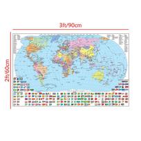 Ukrainian Language The World Map with National Flags Painting Wall Art Prints Posters Decor Pictures Home Decor 90x60cm/3x2ft white
