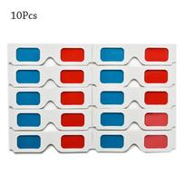10Pcs Red Blue 3D Glasses for Movies Games TV Lightweight Cardboard Paper Glasses Portable
