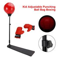 Kid Adjustable Punching Ball Bag Boxing With Light Set 82cm-123cm With Gloves red
