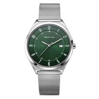 Authorized BERING Metal Mesh Green x Sapphire 316L Surgical Stainless [Domestic Import] Men's/Unisex Watch, Ultra-Slim, Strap, Silver, Glass, Steel, black