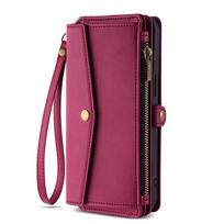 Wallet Flip Stand Leather Case For iPhone 11 12 13 14 15 Pro Max 6 6s 8 7 Plus X XS XR SE 2020 SE3 2022 Cover crossbody-bags For iPhone 6 -6S vyno raudonos spalvos