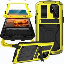 For Samsung S25 S24 S22 S26 S23 Plus S21 Ultra 360 Full Body Shockproof Aluminium Metal Case Inner Silicone Screen Kickstand Galaxy S26 Ultra geltona
