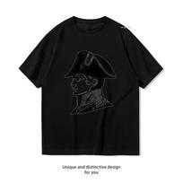 Napoleon Simple Unisex Unisex Summer Cotton Printed Tshirt Adult Casual Breathable Outdoors Shortsleev Ropa De Hombre 3XL black
