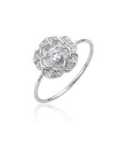 Helene Jewelry 925 Silver Blooming Flower Miss Ring Silver Thread Ring (Type A) White Silver / No. 03 gray