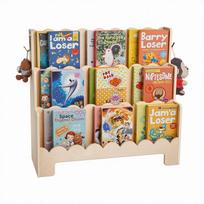 VEVOR Montessori knygų lentyna, 3 pakopų banguota vaikų knygų lentyna, priekyje atsukta mažylių knygų spinta, dvigubi kabliukai kuprinėms kabinti 75 x 27 x 70 cm