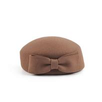 Small fresh three-dimensional bow wool beret~ autumn and winter women's high-end felt top hat brown