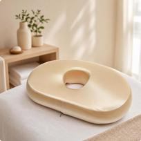 Face Pillow Oval Shape Memory Foam Prone Padded Edges Rest Cushion for Salon Clients beige