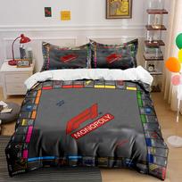 F1 Monopoly Board Set Bedding Duvet Cover Set Duvet Cover Pillowcases  (1*Duvet Cover 2*Pillowcases, without duvet insert) 240x220cm