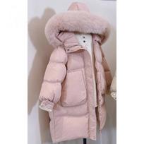 Žieminiai mergaičių dygsniuoti švarkai Stori šilti neperšlampami blizgūs paltai su gobtuvu Vaikų viršutinė apranga Paauglių parkas 5-14 metų 120cm rožinė