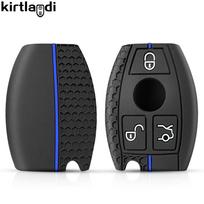 Silikoninis raktų pakabukas Automobilio nuotolinio rakto dėklas Dangtelis Mercedes Benz W204 W205 W212 W213 W176 W177 W219 A B C E S Klasė GLC CLA AMG black
