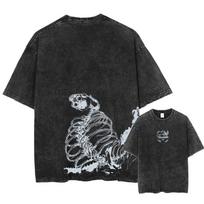 Spausinti Anime Attack on Titan Manga skalbti marškinėliai Streetwear Hip Hop naujoviški marškinėliai Anime marškinėliai Viršutiniai drabužiai trumpomis rankovėmis Street Unisex XL black