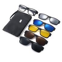 TR90 5 dalių magnetinių prisegamų poliarizuotų akinių nuo saulės rinkinys su dėklu vyrams ir moterims TR frame + 5-piece set black