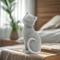 Cat Statue Resin Collectible Art Crafts Creative Animal Sculpture Tabletop Ornament for Cabinet Shelf Entrance Bookshelf Bedroom sidabras
